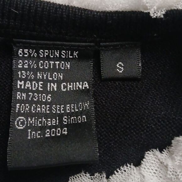 Michael Simon vintage snowflake button down cardigan white trim Sz S - Picture 10 of 10